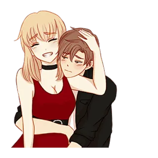 🤗 anime, hug, romance, couple, cartoon telegram sticker