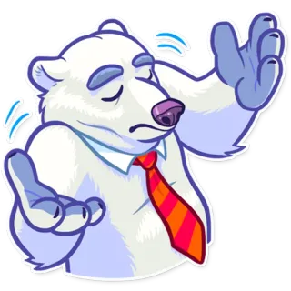👐 oso polar, negocios, corbata, emoji, dibujos animados, animal whatsapp sticker