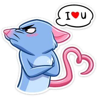 ❤️ I ❤️ U ratón, amor, corazón, dibujos animados, animal, cariño, lindo, romance telegram sticker