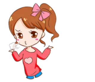 🤤 desenho animado, menina, dar de ombros, confusa whatsapp sticker