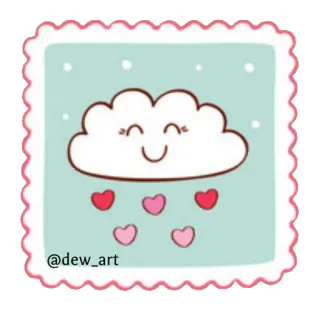 ☁️ @dew_art 구름, 하트, 귀여운, 카와이, 미술, 일러스트 telegram sticker