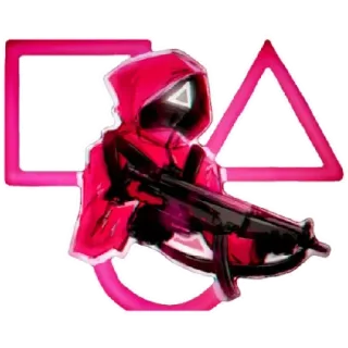 😈 Squid Game squid game, gun, violence, triangle, circle, square, tv show, red telegram sticker