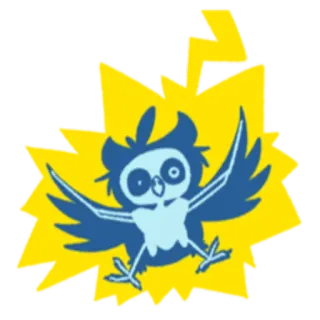 ⚡️ フクロウ, 漫画, 動物, ステッカー, 鳥, 青, 黄色 telegram sticker