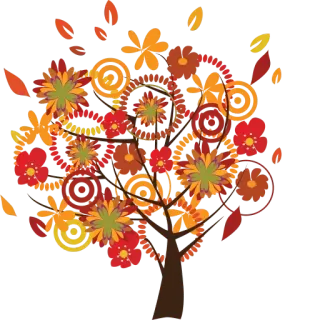 🌳 나무, 잎, 가을, 가을, 자연, 다채로운, 꽃, 꽃무늬 telegram sticker