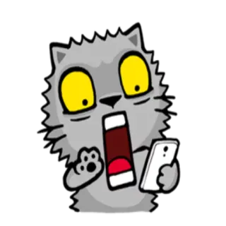 😱 cat, shocked, surprised, phone, cartoon, emoji telegram sticker