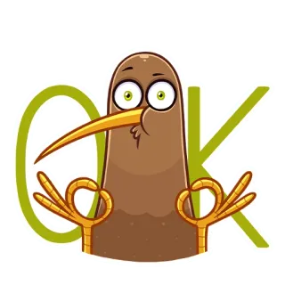 👌 OK птица, киви, ок, хорошо, одобрение, позитив, мультфильм, наклейка telegram sticker