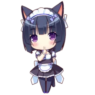 🤫 Anime, Nekomimi, Maid, Carino, Kawaii, Chibi telegram sticker