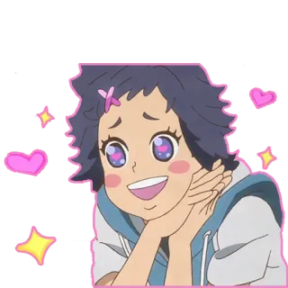 😍 Anime, Cartone animato, Carino, Amore, Occhi a cuore, Felice, Sorridendo telegram sticker