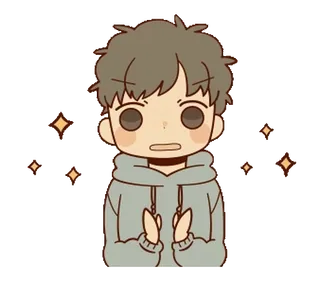 👏 fofo, brilhos, anime, desenho animado, menino, personagem telegram sticker