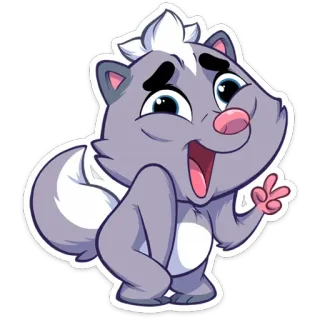 ✌️ puzzola, cartone animato, animale, carino, pace, amichevole telegram sticker