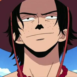 🔥 Ace One Piece asso, One Piece, anime, pirata, sorridente, ritratto telegram sticker
