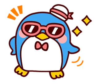 🐅 pingouin, mignon, dessin animé, lunettes, nœud papillon telegram sticker