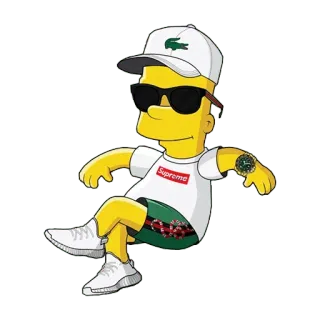 😎 Bart Simpson The Simpsons Supreme Bart Simpson, The Simpsons, Kartun, Streetwear, Kacamata hitam, Lacoste telegram sticker