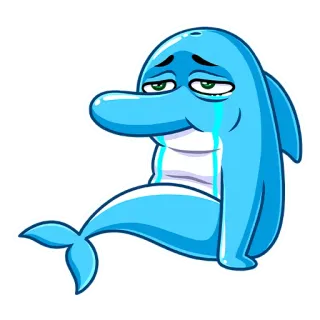 😭 дельфин, грустный, плачущий, эмодзи, синий, мультик telegram sticker