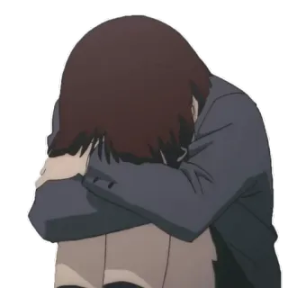 😭 triste, déprimé(e), animé, pleurer, fille, émotionnel(le), seul(e) whatsapp sticker