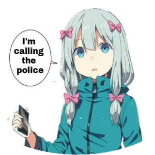 🤳 I'm calling the police Anime, Ragazza, Polizia, Chiamata, Telefono telegram sticker