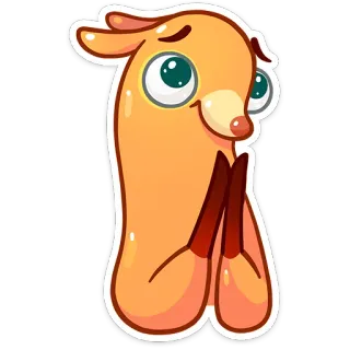 🙏 мультик, животное, милый, дружелюбный, оранжевый, персонаж telegram sticker