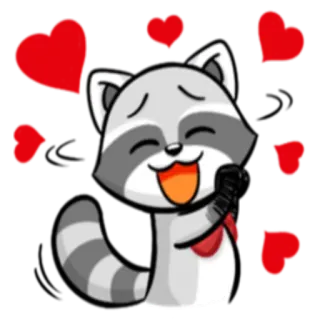 ❤️ енот, животное, сердце, любовь, милый, мультик, счастливый, каваи telegram sticker