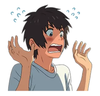 😳 anime, boy, shocked, surprise, worried, cartoon telegram sticker