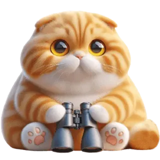 👀 mèo, mèo con, ống nhòm, dễ thương, mềm mại, scottish fold telegram sticker