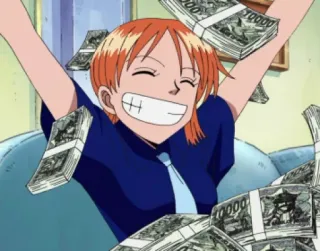 🤑 Nami One Piece 애니메이션, 돈, 부, 행복한, 캐릭터, 원피스, 나미 telegram sticker