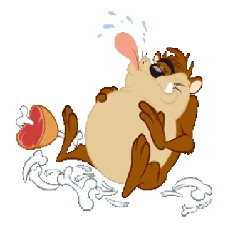 👩 Taz тасманский дьявол, мультфильм, Looney Tunes, мясо, голодный, еда telegram sticker
