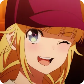 🙂 Anime, Personnage, Fille, Chapeau, Clin d'oeil, Blond, Mignon whatsapp sticker