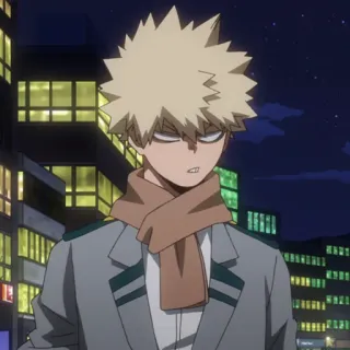 💥 Katsuki Bakugo My Hero Academia Anime, Manga, Pahlawan, Seragam sekolah, Karakter, Syal whatsapp sticker