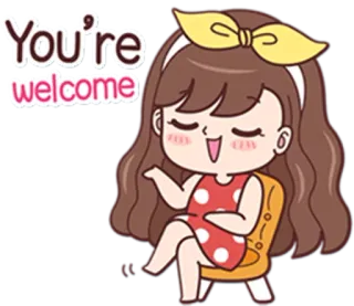 🤗 You're welcome carino, ragazza, cartone animato, grazie, saluto, illustrazione, personaggio telegram sticker