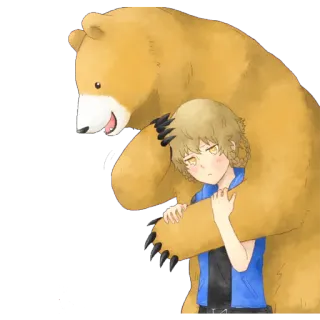 😚 anime, bear, hug, cute, child, cartoon, kawaii, friendship telegram sticker