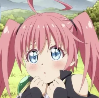 🎐 Millim Nava That Time I Got Reincarnated as a Slime anime, chibi, pink hair, blue eyes, cute, millim nava, tensei shitara slime datta ken, slime, isekai telegram sticker