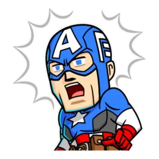 😒 Captain America superhero, marvel, cartoon, comic book, character whatsapp sticker