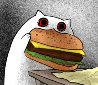 🐱 gato, hambúrguer, comida, desenho animado, animal, meme telegram sticker