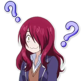 😯 anime, question, expression, confused, red hair, girl telegram sticker
