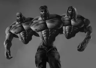 💪 Muskel, Bodybuilding, Fitness, Gigachad, Meme, Stark, Graustufen whatsapp sticker