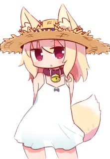 👗 Anime, Chica zorro, Kawaii, Lindo, Chibi, Orejas de animales telegram sticker