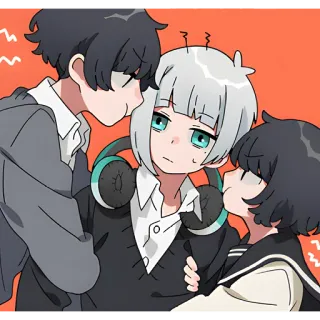 😣 Anime, Fofo, Amigos, Fones de ouvido, Desenho animado telegram sticker