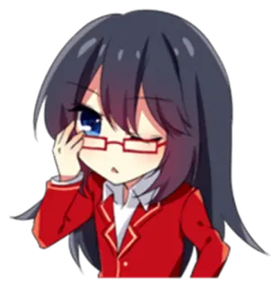 😌 Anime, Fille, Chibi, Lunettes, Écolière, Mignon, Dessin animé telegram sticker