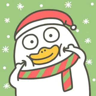 😃 утка, рождество, шарф, зима, мультфильм, милый, праздничный whatsapp sticker