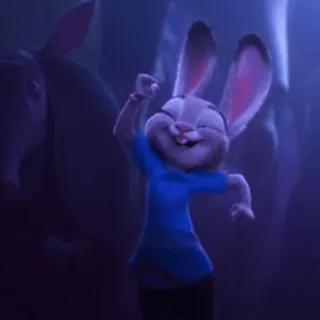 💃 Judy Hopps Zootopia lapin, mignon, joyeux, danse, dessin animé, Disney telegram sticker