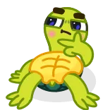 🤔 カメ, 考える, アニメ, 緑 telegram sticker