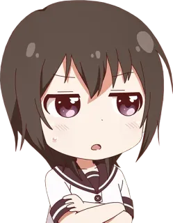 🤨 Anime, Manga, Chica, Lindo, Chibi, Personaje, Dibujo animado, Emocional, Retrato telegram sticker