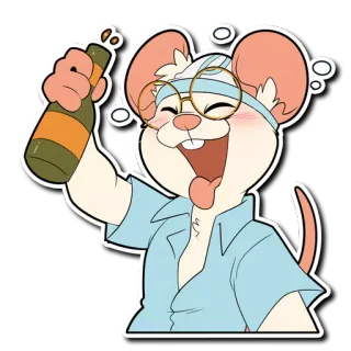 🍻 antropomórfico, rato, bêbado, álcool, festa, desenho animado, engraçado, alegre telegram sticker