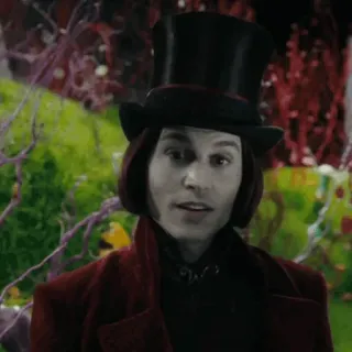 🎩 Willy Wonka Charlie and the Chocolate Factory willy wonka, schokolade, film, charakter, johnny depp telegram sticker