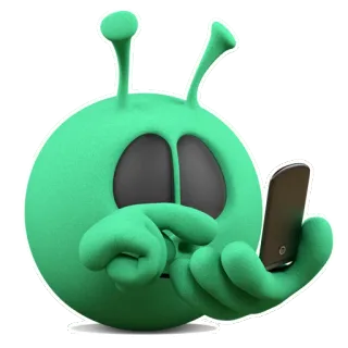 👽 มนุษย์ต่างดาว, สีเขียว, โทรศัพท์, ส่งข้อความ, อีโมจิ telegram sticker