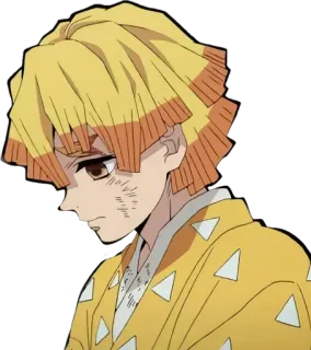 😔 Zenitsu Agatsuma Demon Slayer anime, demon slayer, zenitsu, character, yellow, lightning telegram sticker