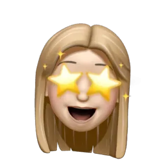✏️ emoji, olhos de estrela, loira, brilho, rosto, feliz, mulher telegram sticker