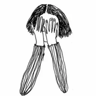 🙈 sadness, sorrow, depression, mental health, illustration, line art whatsapp sticker