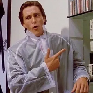 🎧 Patrick Bateman American Psycho Mann, Zeigen, Regenmantel, Film, American Psycho, Christian Bale, 80er whatsapp sticker