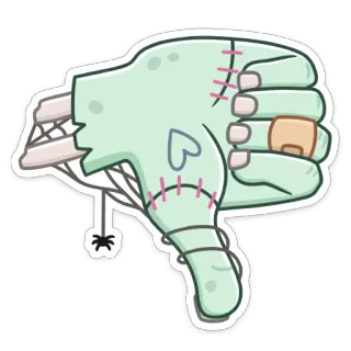 👎 zombie, mano, pulgar abajo, halloween, no me gusta, monstruo telegram sticker